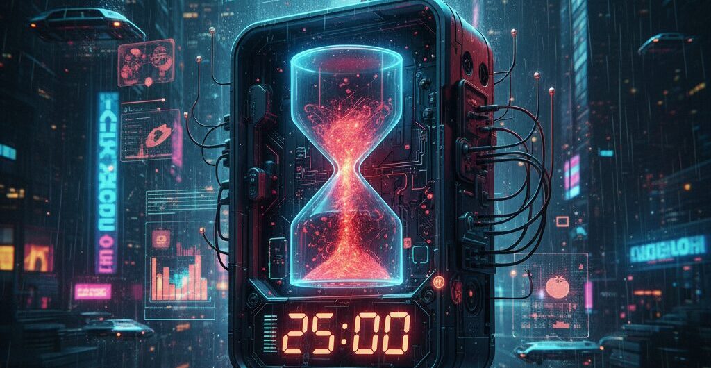 未来的な砂時計とカウントダウン