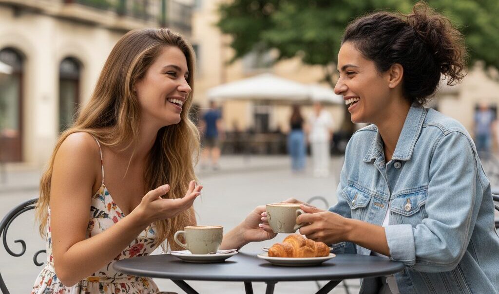 カフェでの友達との会話
