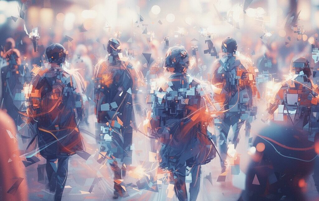 抽象的な人々の群れ